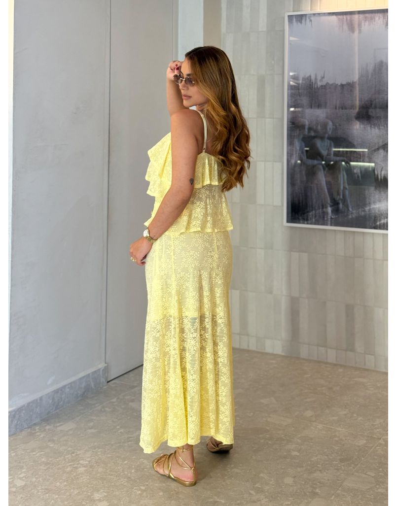 Conjunto Rendado Dara Amarelo