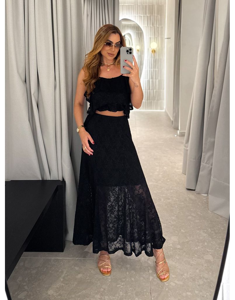 Conjunto Rendado Dara Preto