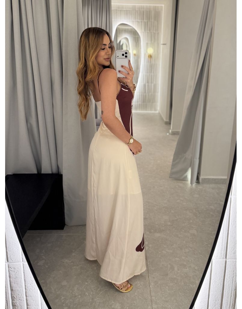 Vestido Longo Estampado Zoe Bordô