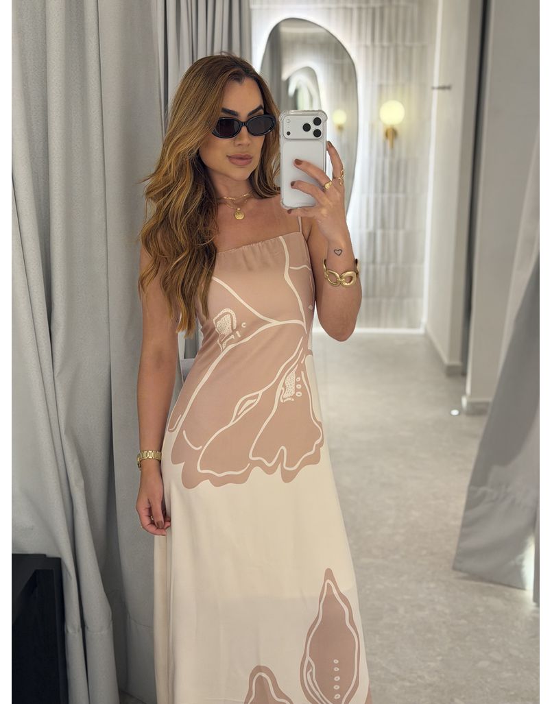 Vestido Longo Estampado Zoe Cappuccino