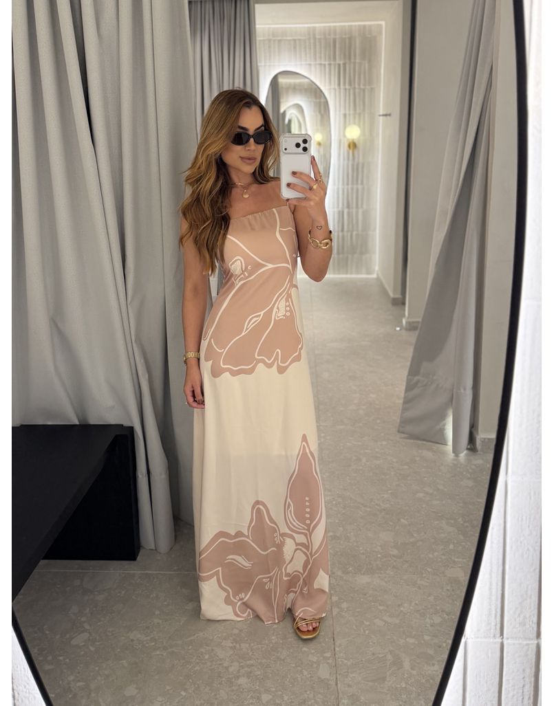 Vestido Longo Estampado Zoe Cappuccino