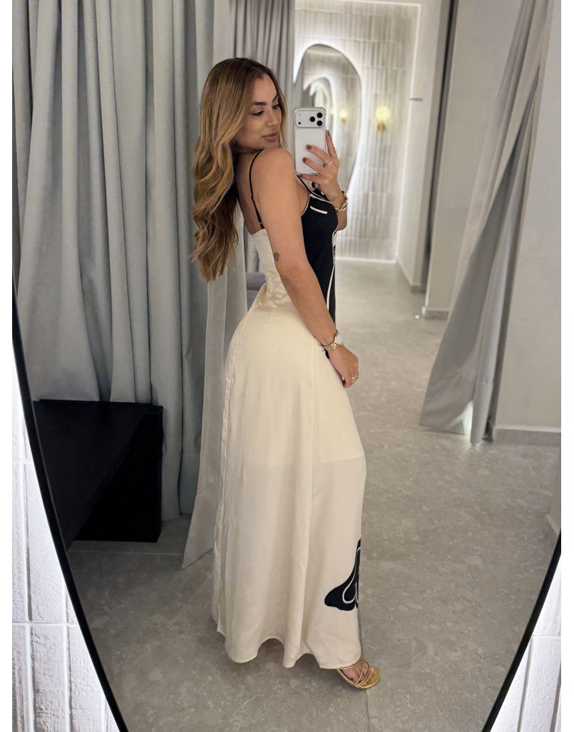 Vestido Longo Estampado Zoe Preto