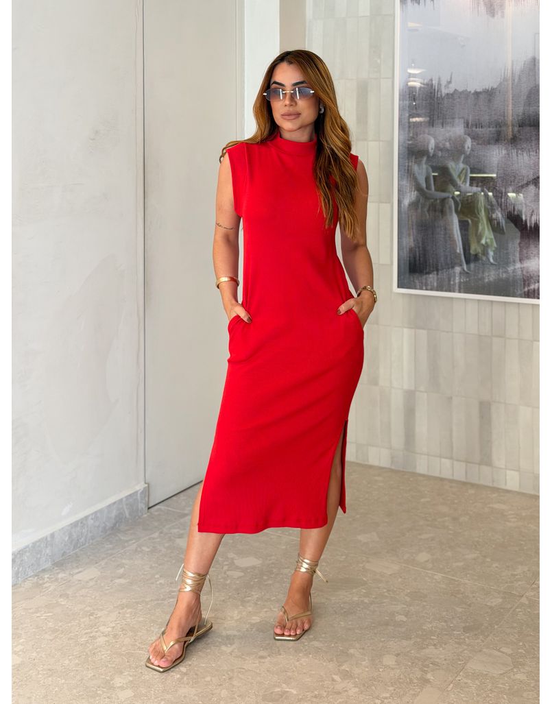 Vestido Canelado Muscle Tee Vermelho