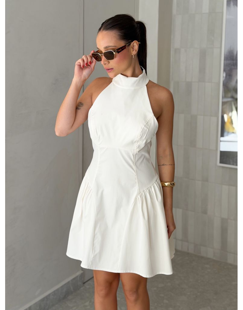 Vestido Gola Alta Bianca Off