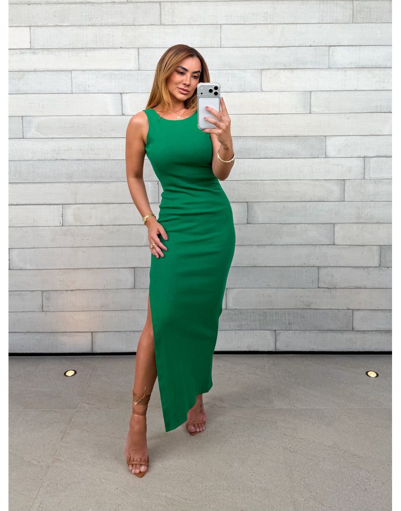Vestido Canelado Havana Verde