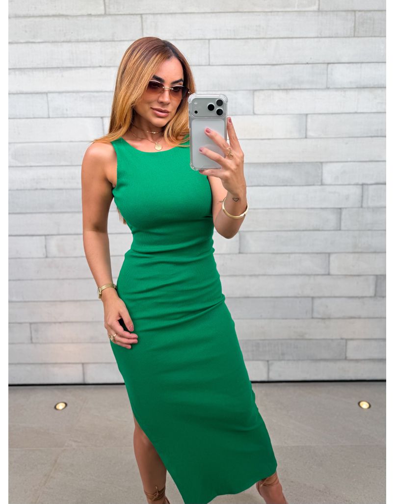 Vestido Canelado Havana Verde