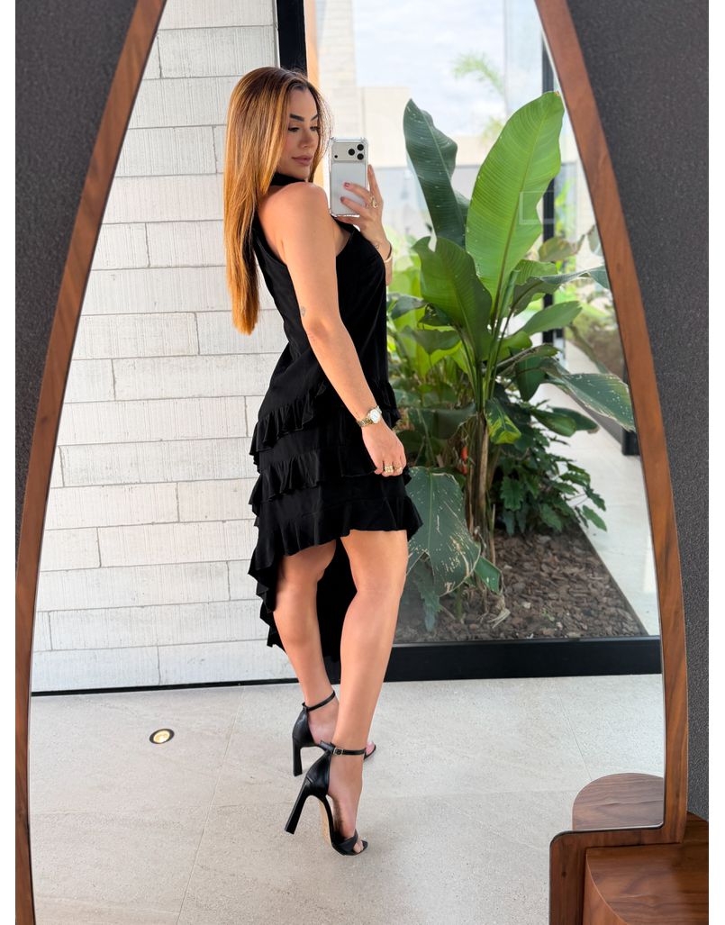 Vestido Gola Alta Anelise Preto