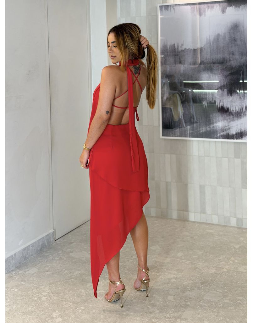 Vestido Midi Assimétrico Angélica Vermelho