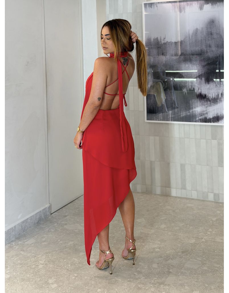 Vestido Midi Assimétrico Angélica Vermelho