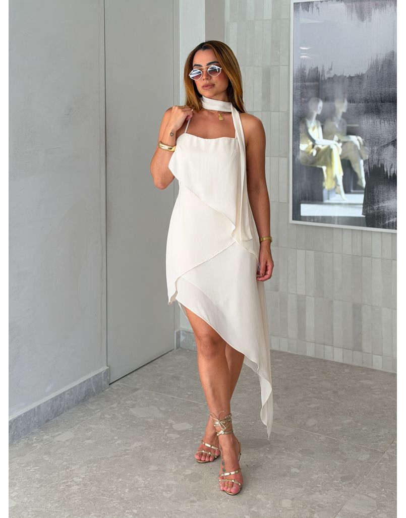 Vestido Midi Assimétrico Angélica Pérola