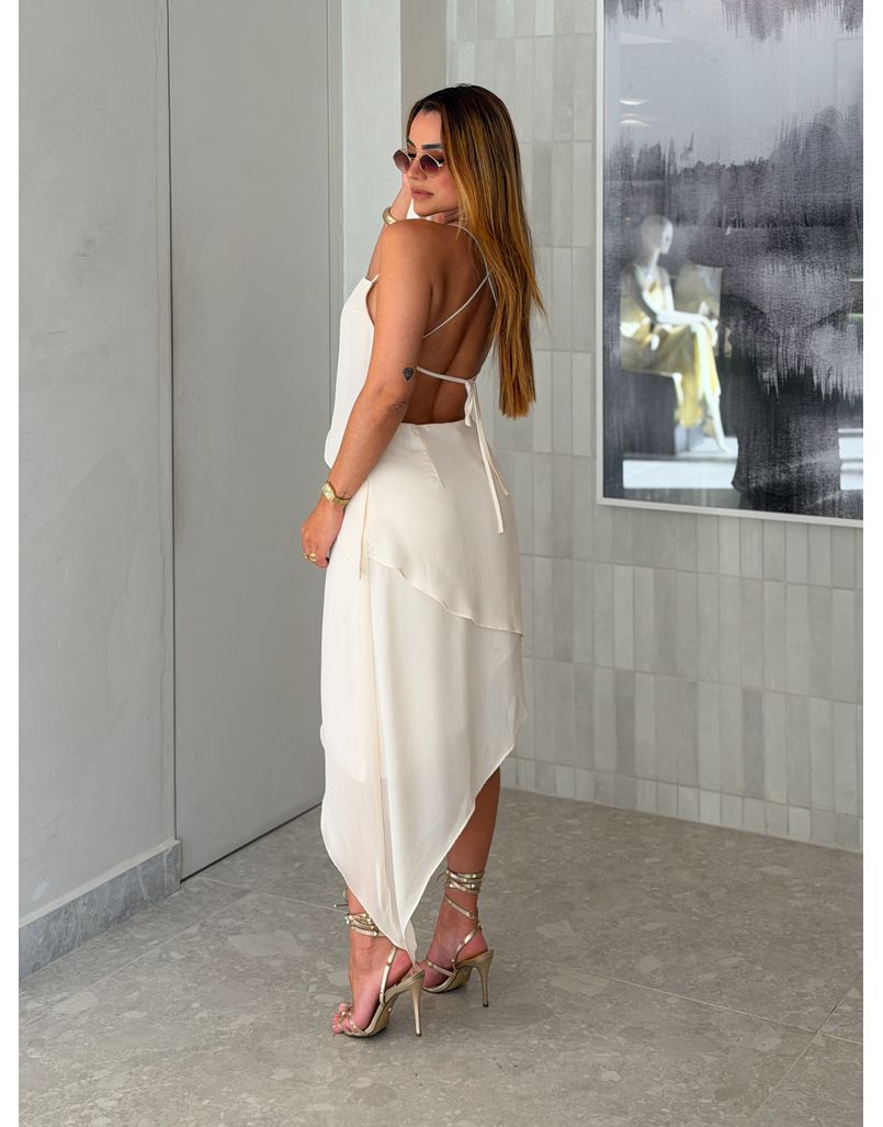 Vestido Midi Assimétrico Angélica Pérola