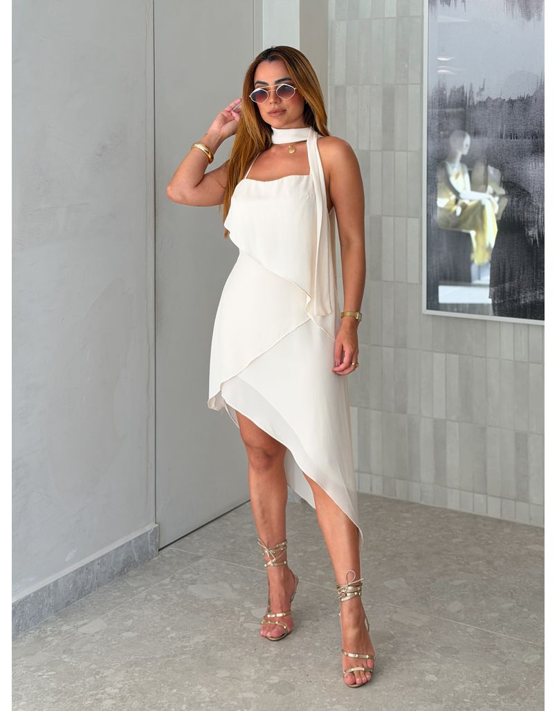Vestido Midi Assimétrico Angélica Pérola