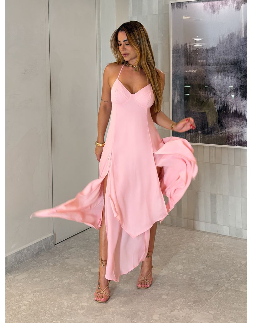 Vestido Midi Leia Rosa