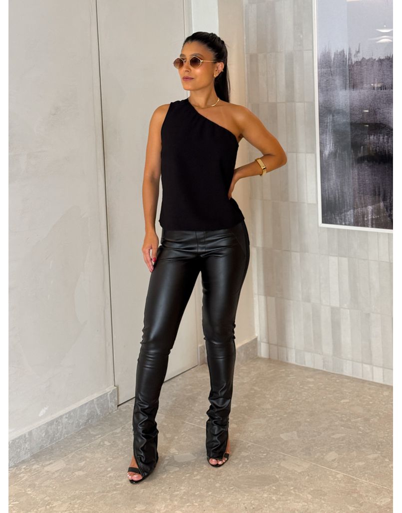 Calça Couro Fake Chay Preta
