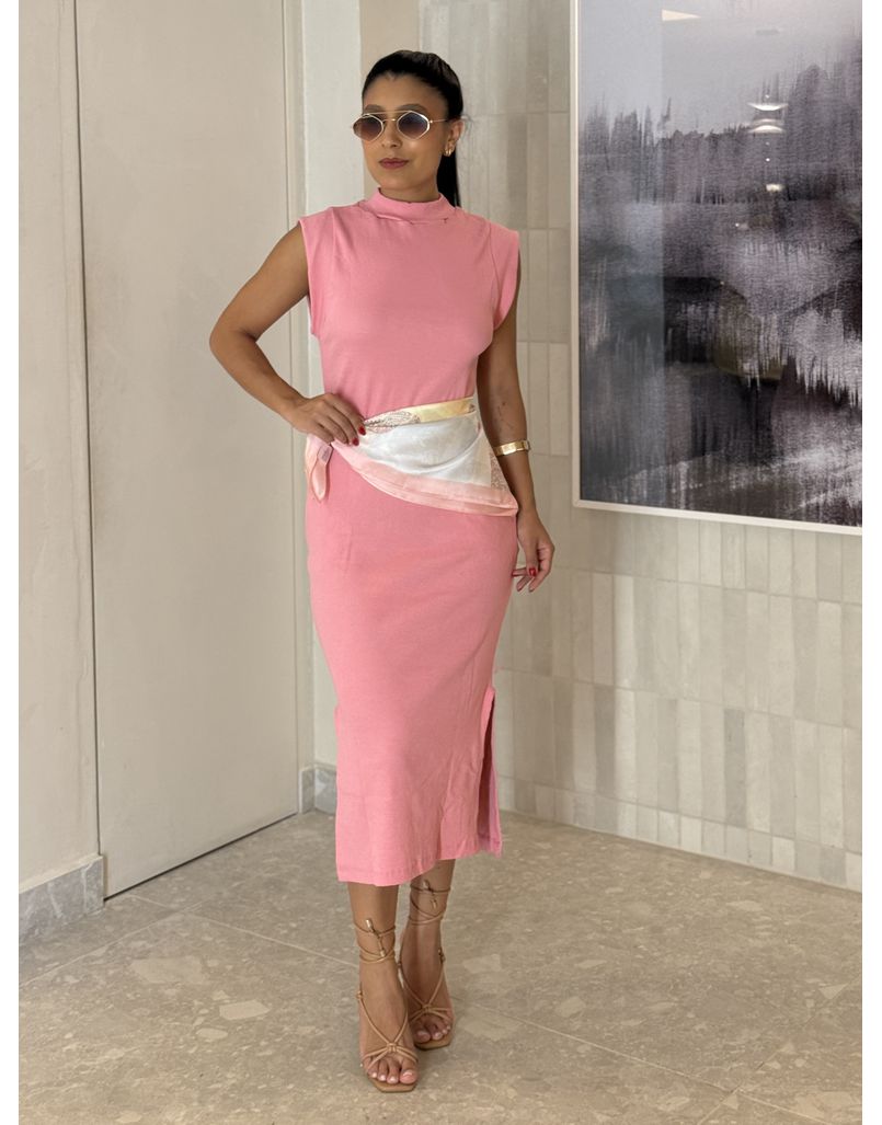 Vestido Canelado Muscle Tee Rosa Barbie