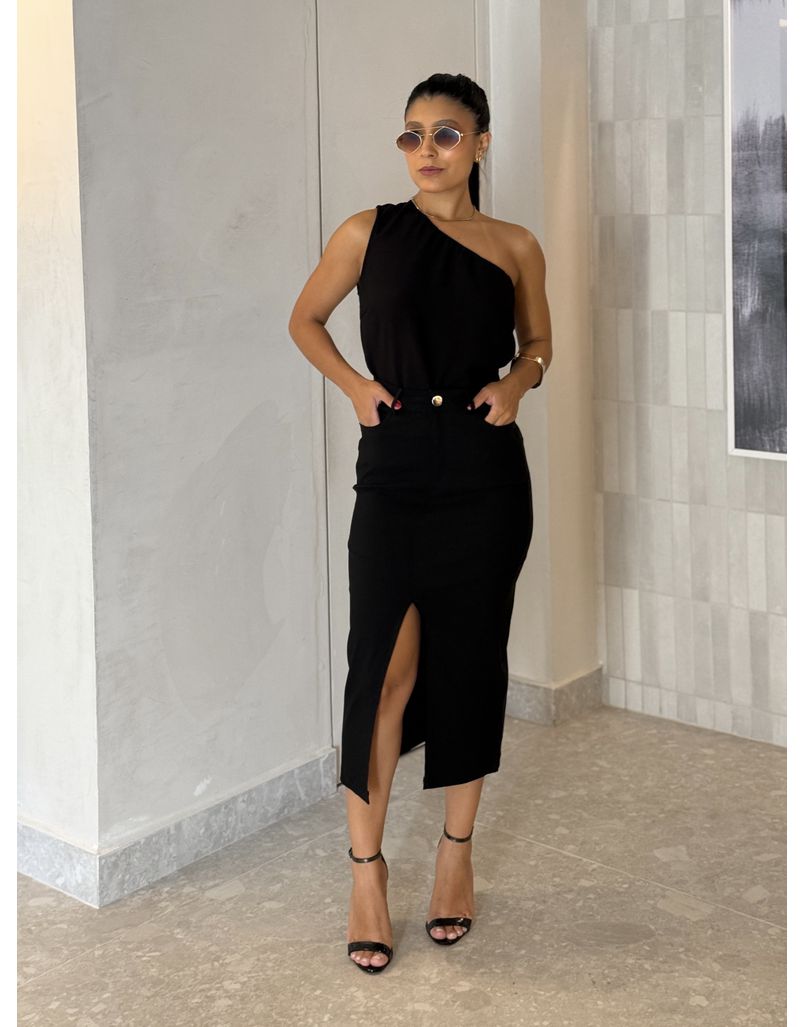 Saia Midi Iara Preta