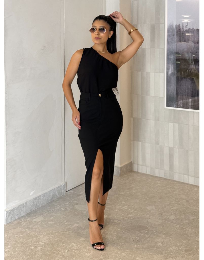Saia Midi Iara Preta