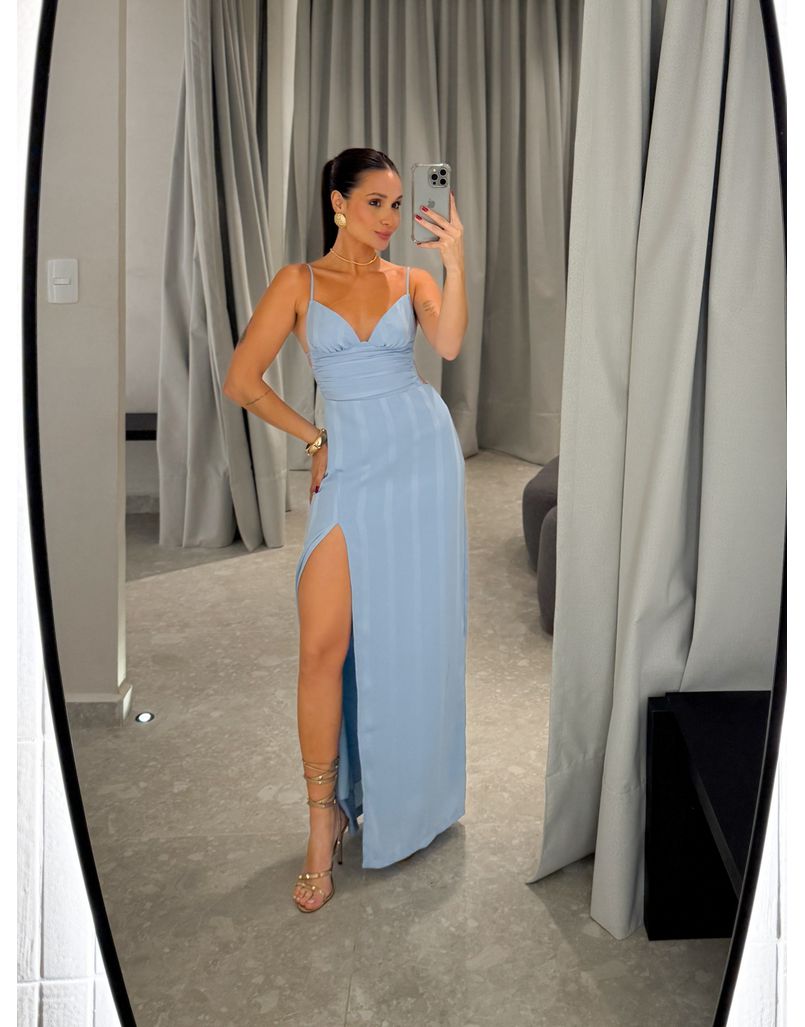 Vestido Longo Celeste Azul