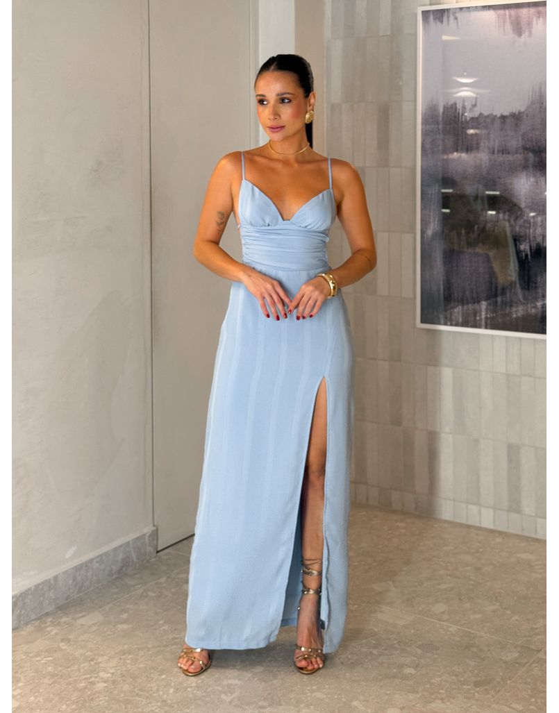 Vestido Longo Celeste Azul