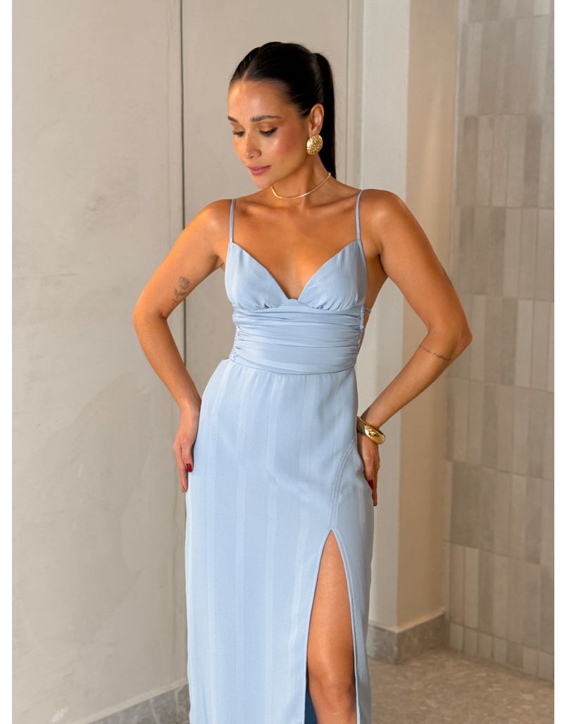 Vestido Longo Celeste Azul