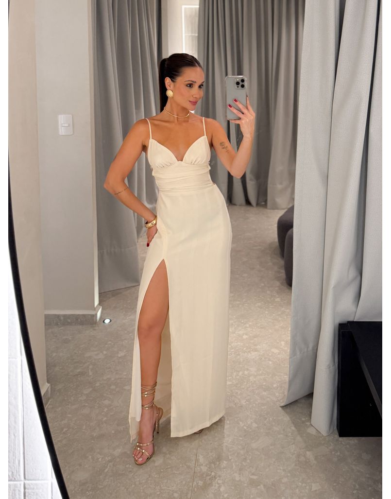 Vestido Longo Celeste Pérola 