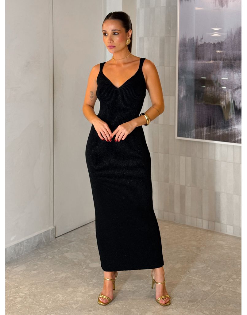 Vestido Lurex Sandra Preto 