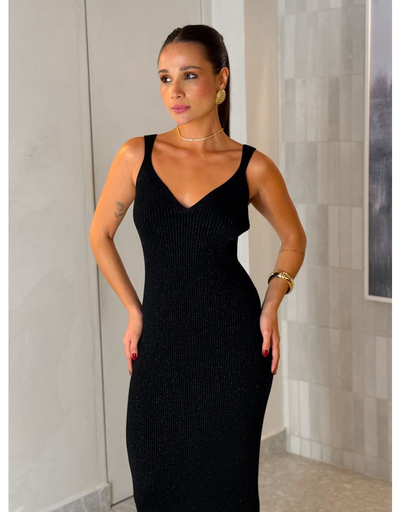 Vestido Lurex Sandra Preto 