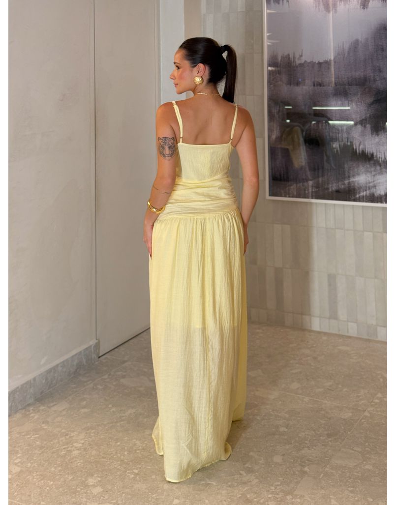 Vestido Franzido Alexia Manteiga