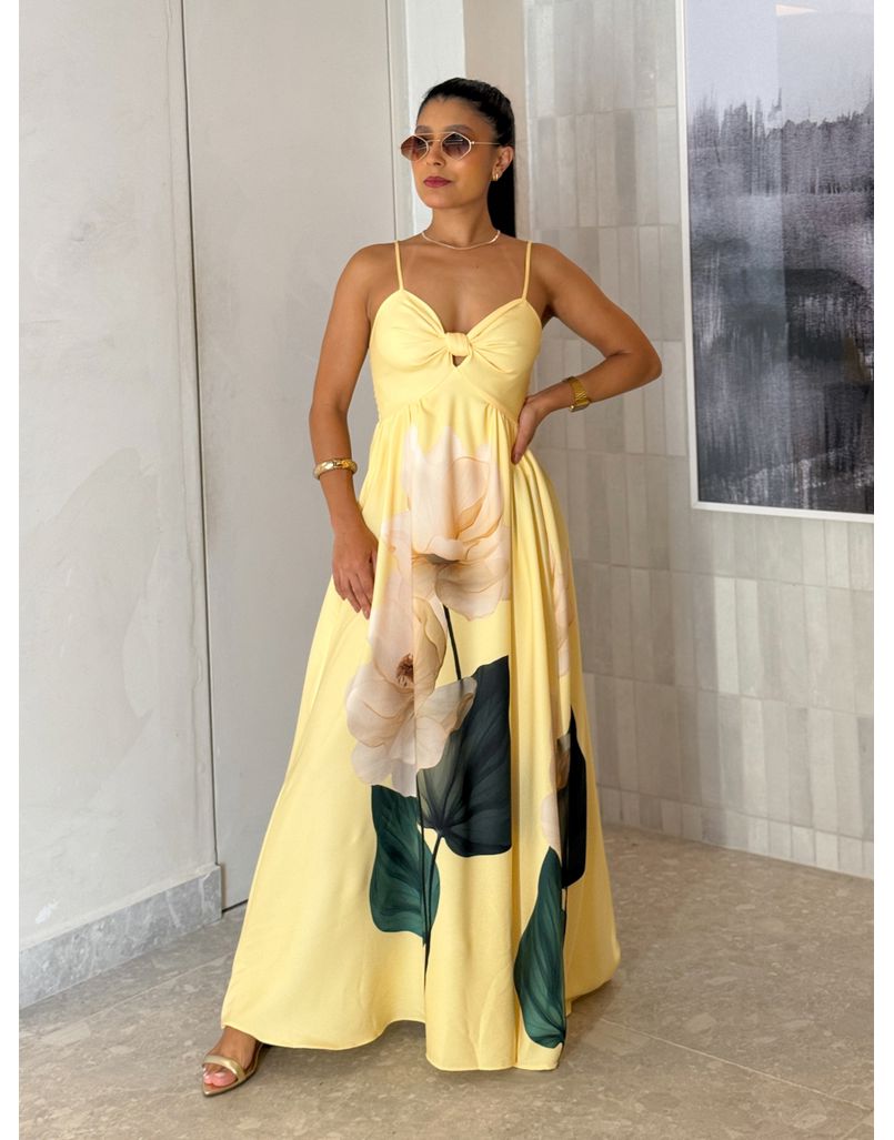 Vestido Estampado Filipinas Amarelo