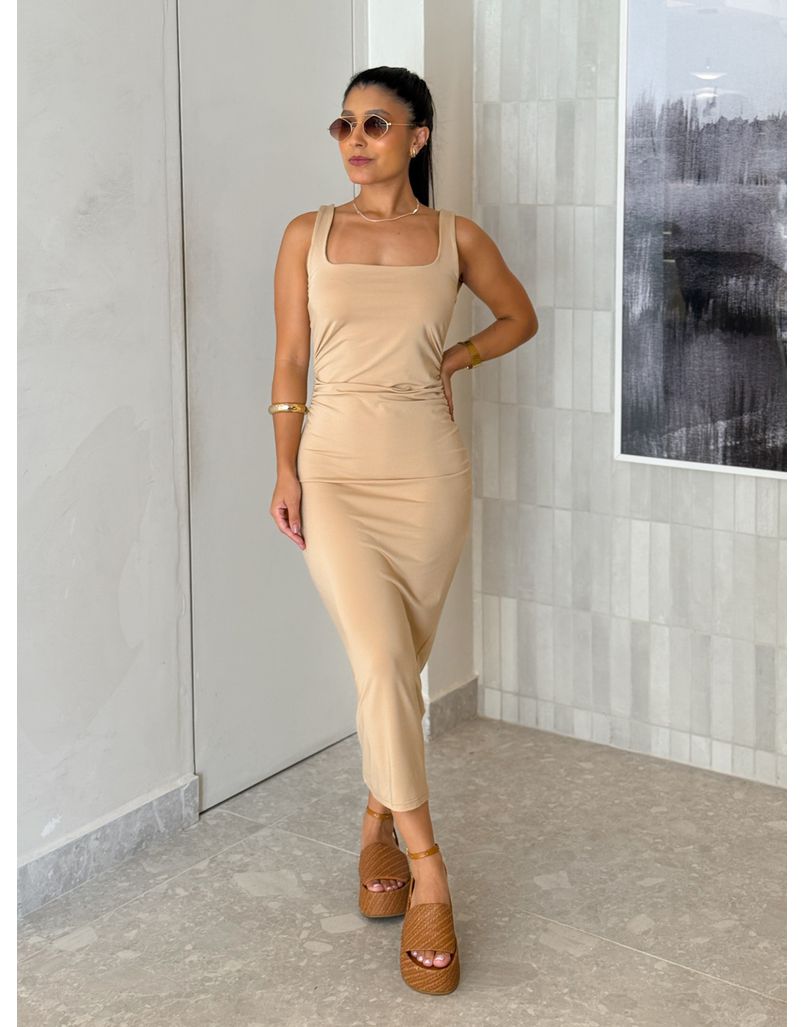 Vestido Midi Alça Beth Cappuccino