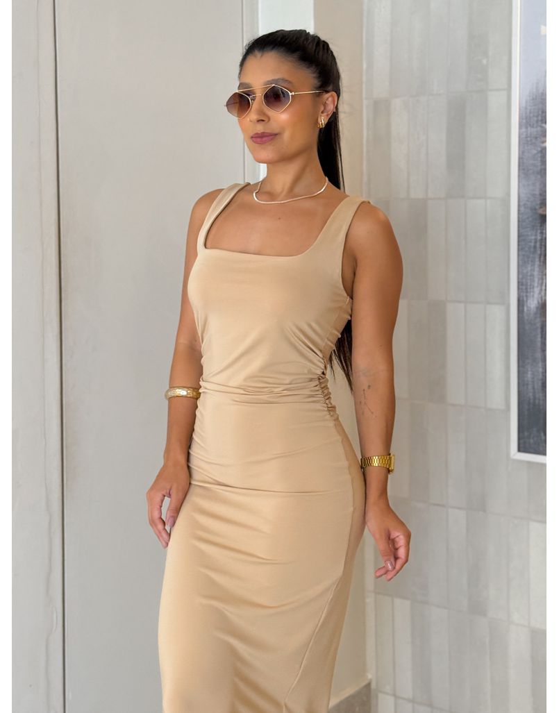 Vestido Midi Alça Beth Cappuccino