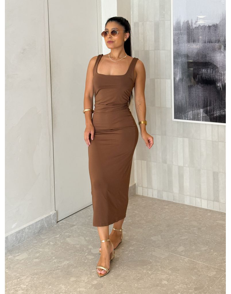 Vestido Midi Alça Beth Café 