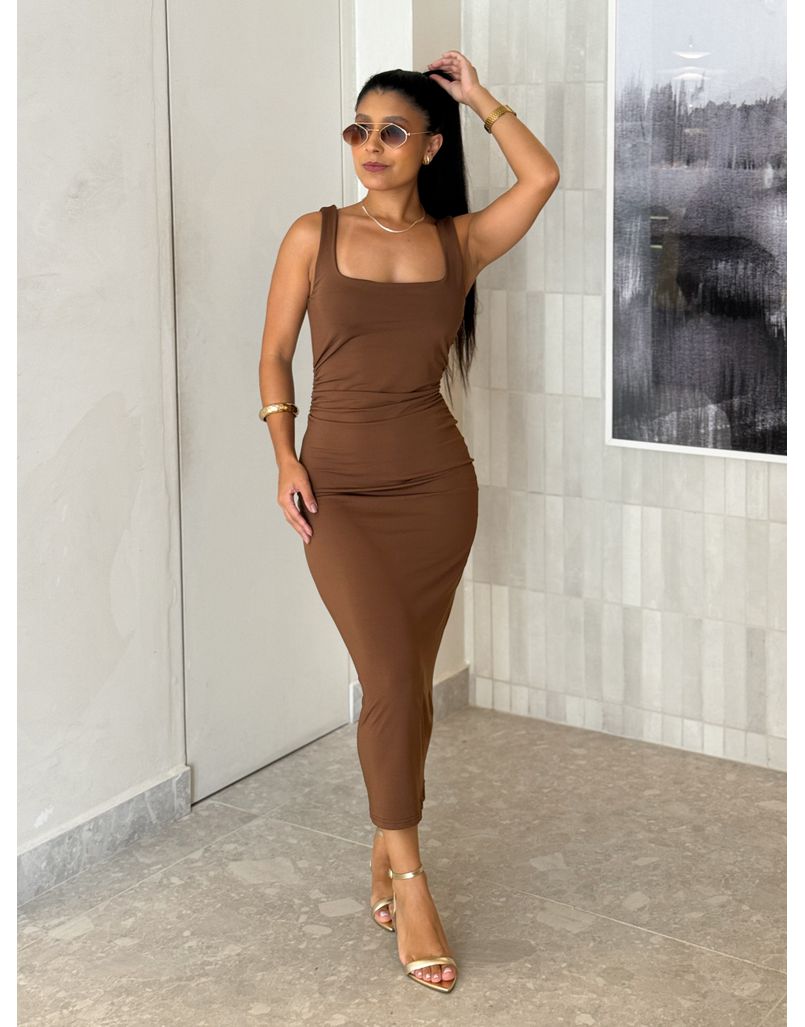 Vestido Midi Alça Beth Café 