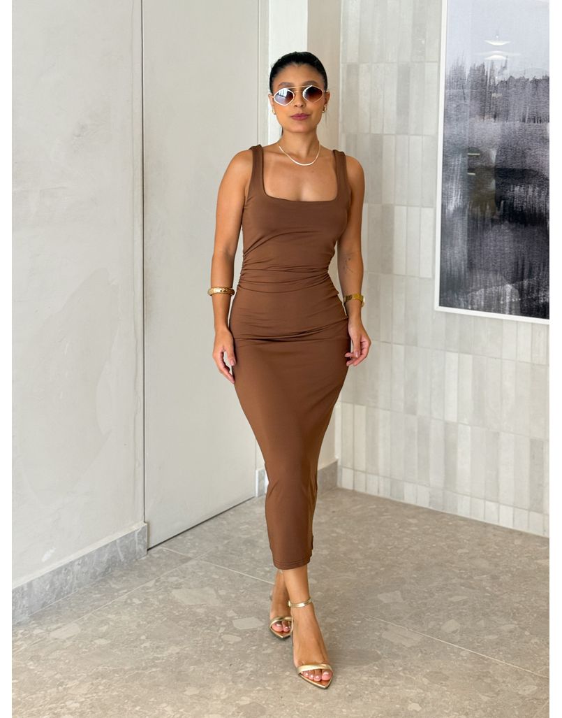 Vestido Midi Alça Beth Café 