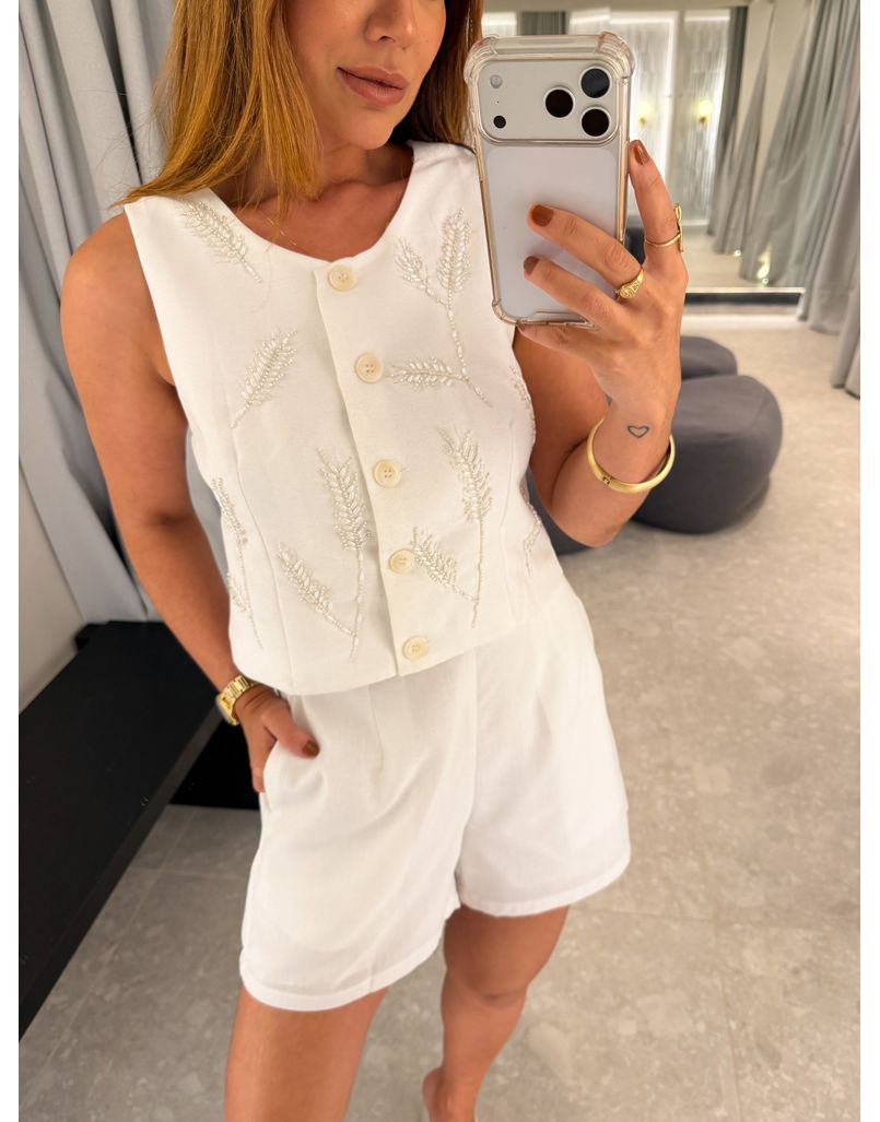 Conjunto Linho Bordado Branco