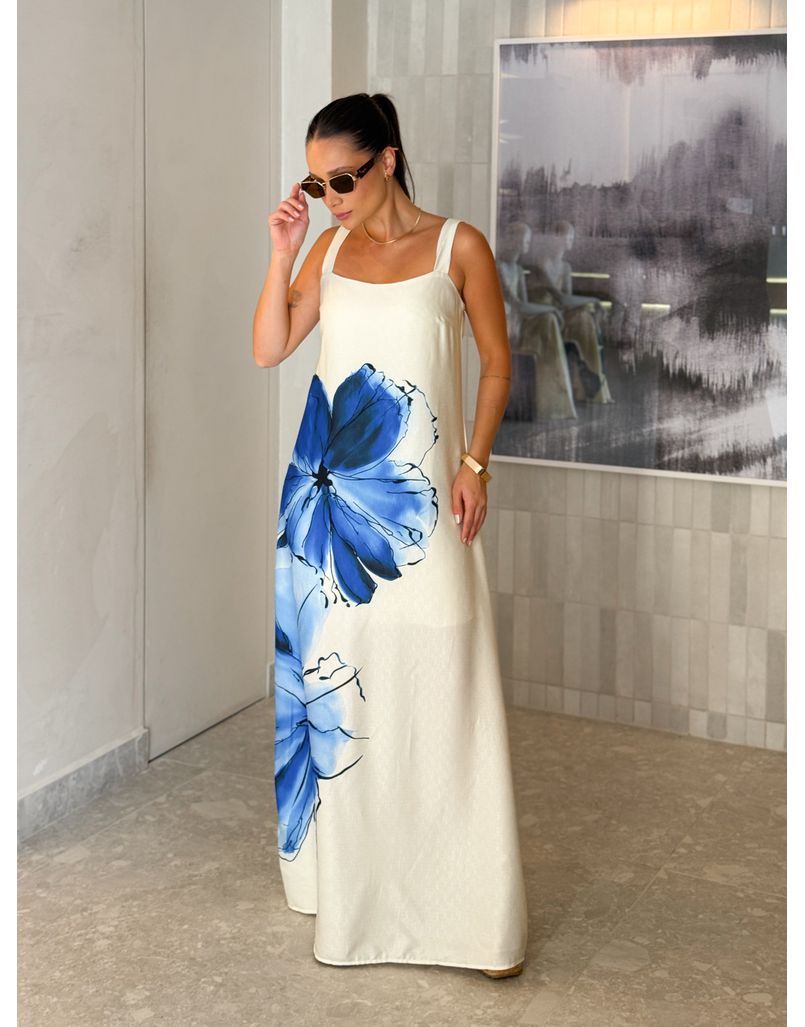 Vestido Estampado Amélia Azul