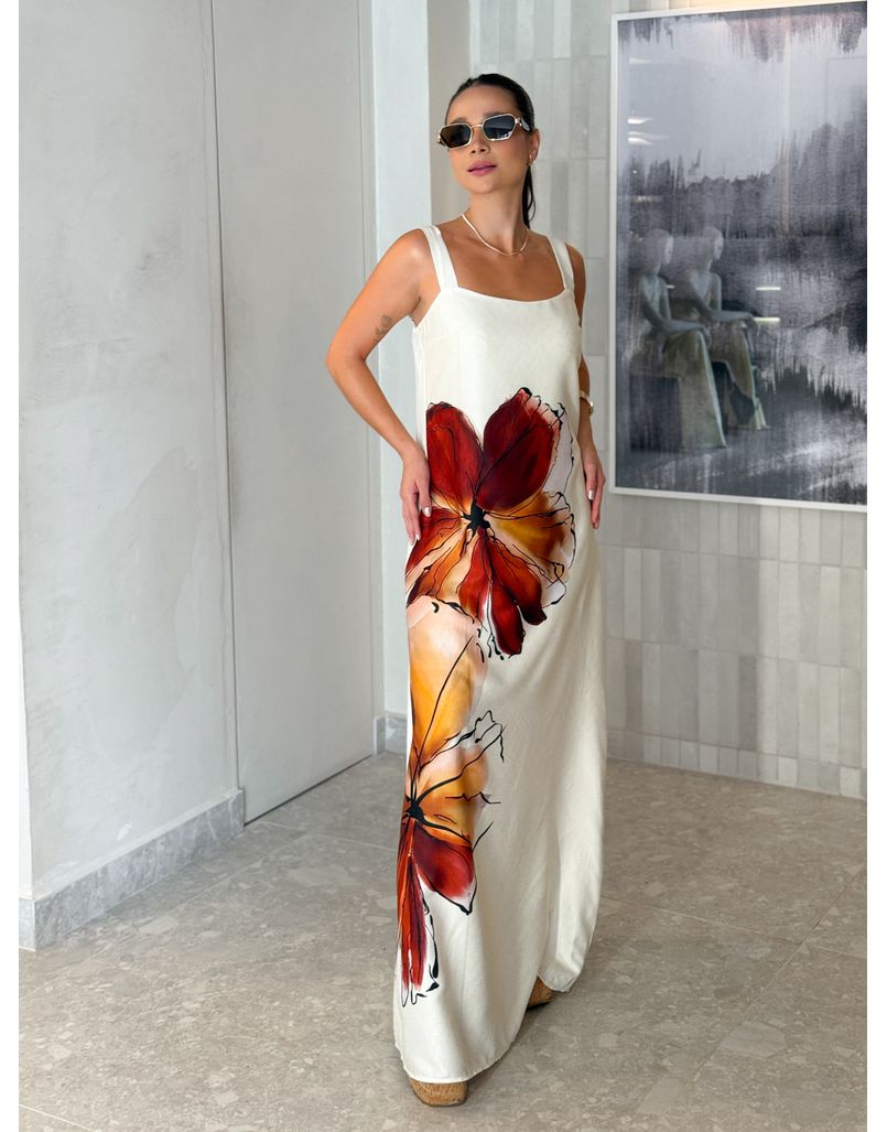 Vestido Estampado Amélia Cáqui