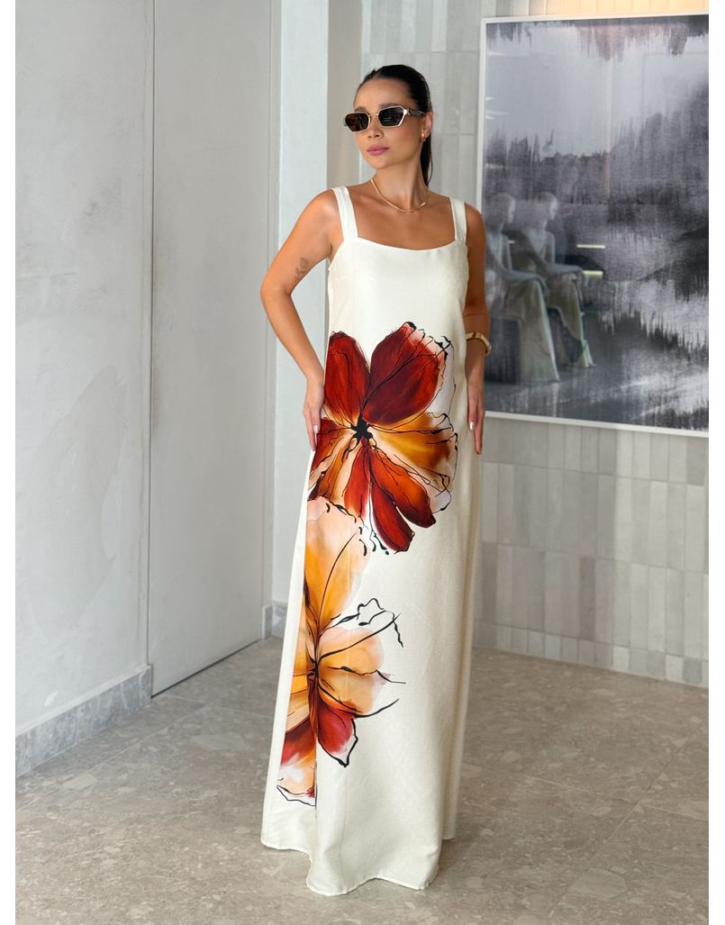 Vestido Estampado Amélia Cáqui