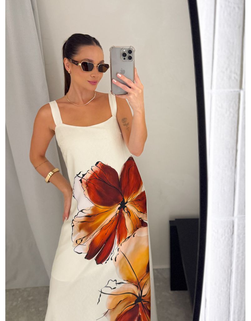 Vestido Estampado Amélia Cáqui