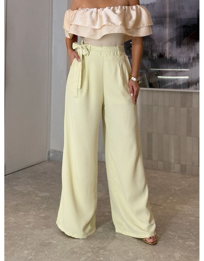 Calça Pantalona Jasmine Manteiga