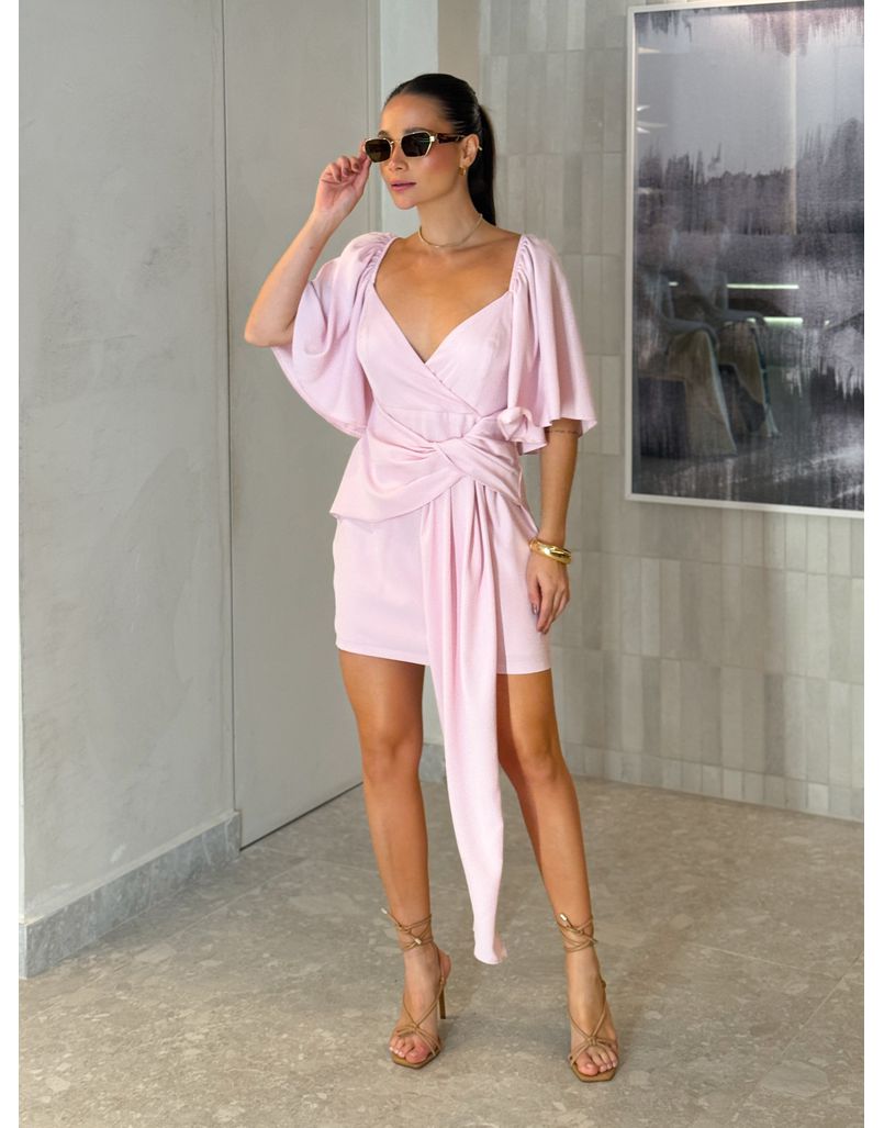 Vestido Manguinha Yara Rosa