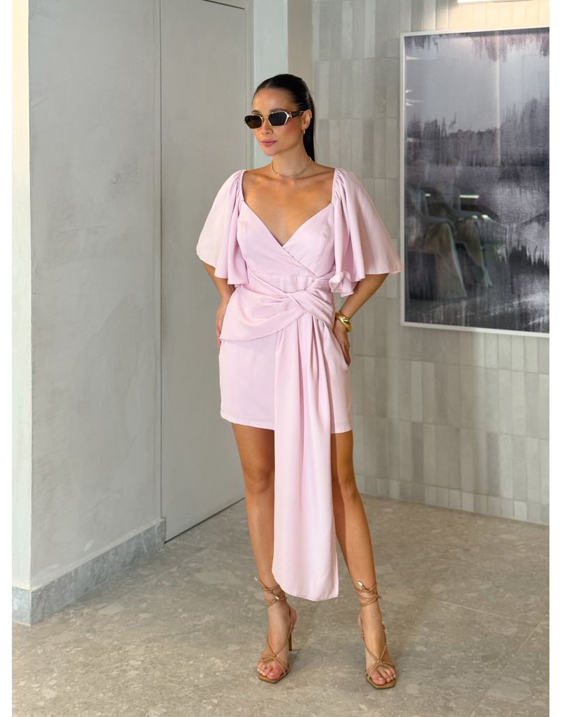 Vestido Manguinha Yara Rosa