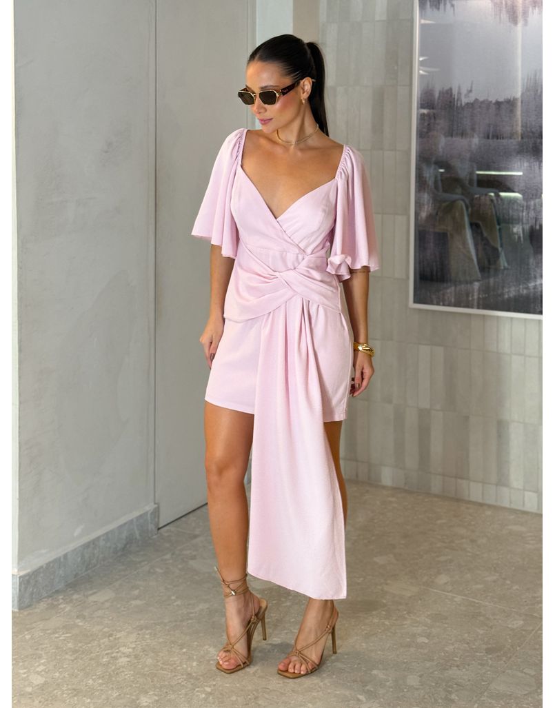 Vestido Manguinha Yara Rosa
