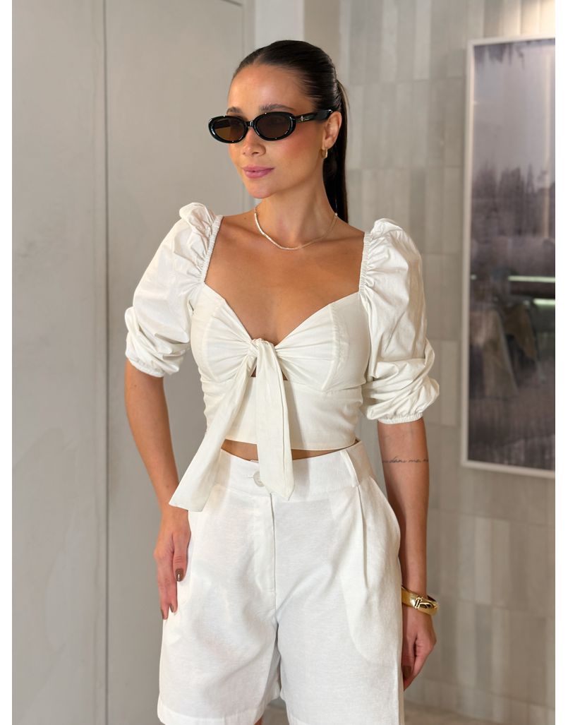 Blusa Tricoline Débora Branca