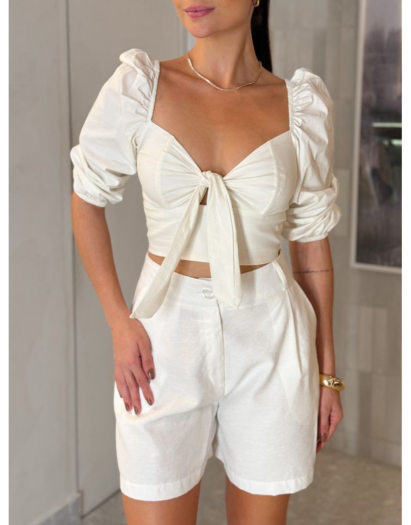 Blusa Tricoline Débora Branca