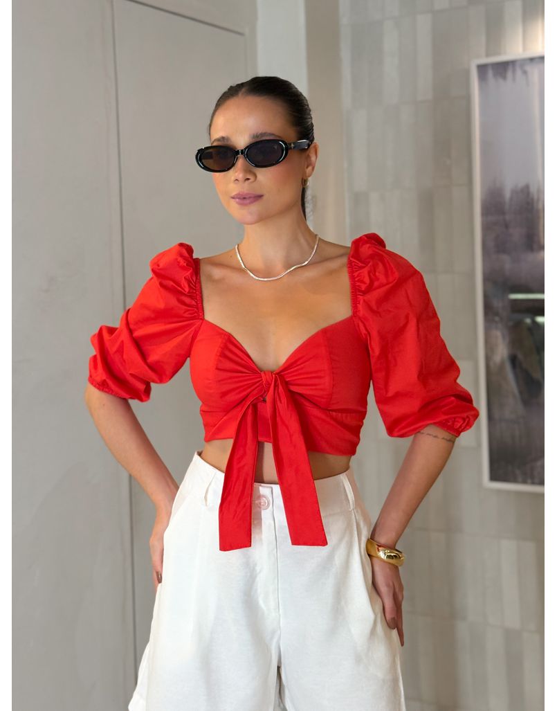 Blusa Tricoline Débora Vermelha