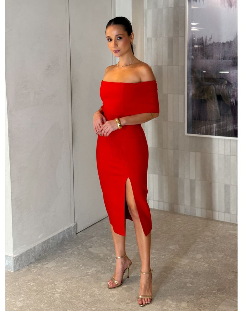 Vestido Ombro a Ombro Jasmim Vermelho
