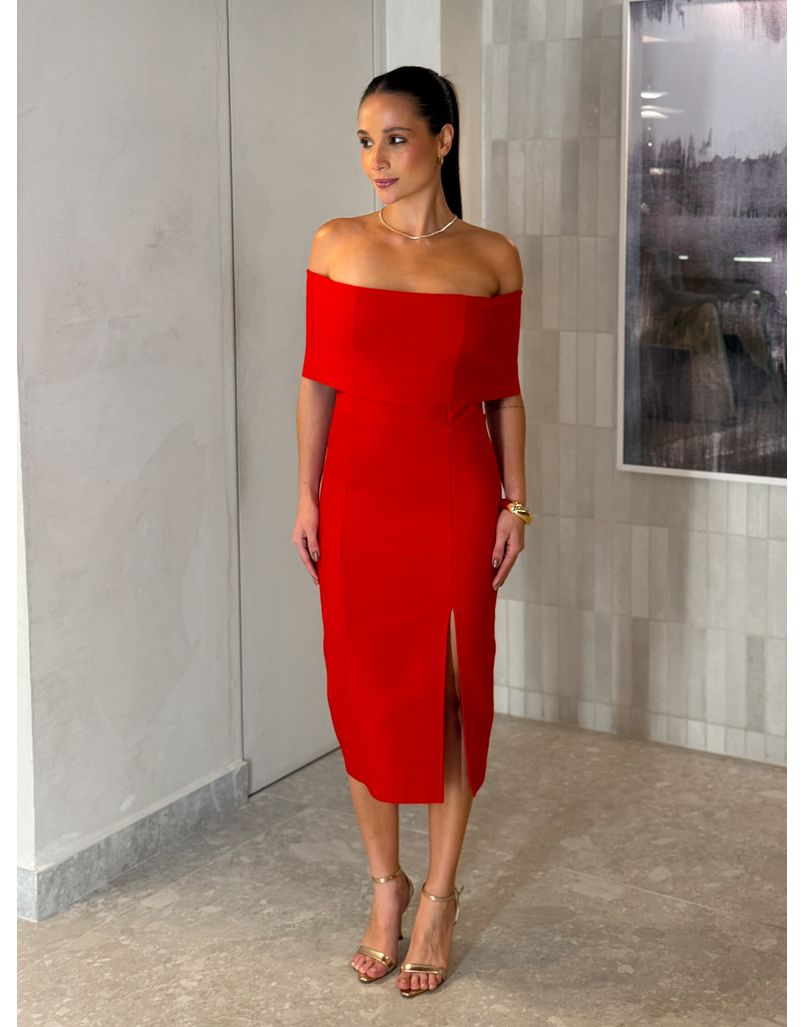 Vestido Ombro a Ombro Jasmim Vermelho