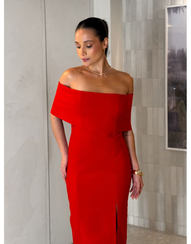 Vestido Ombro a Ombro Jasmim Vermelho