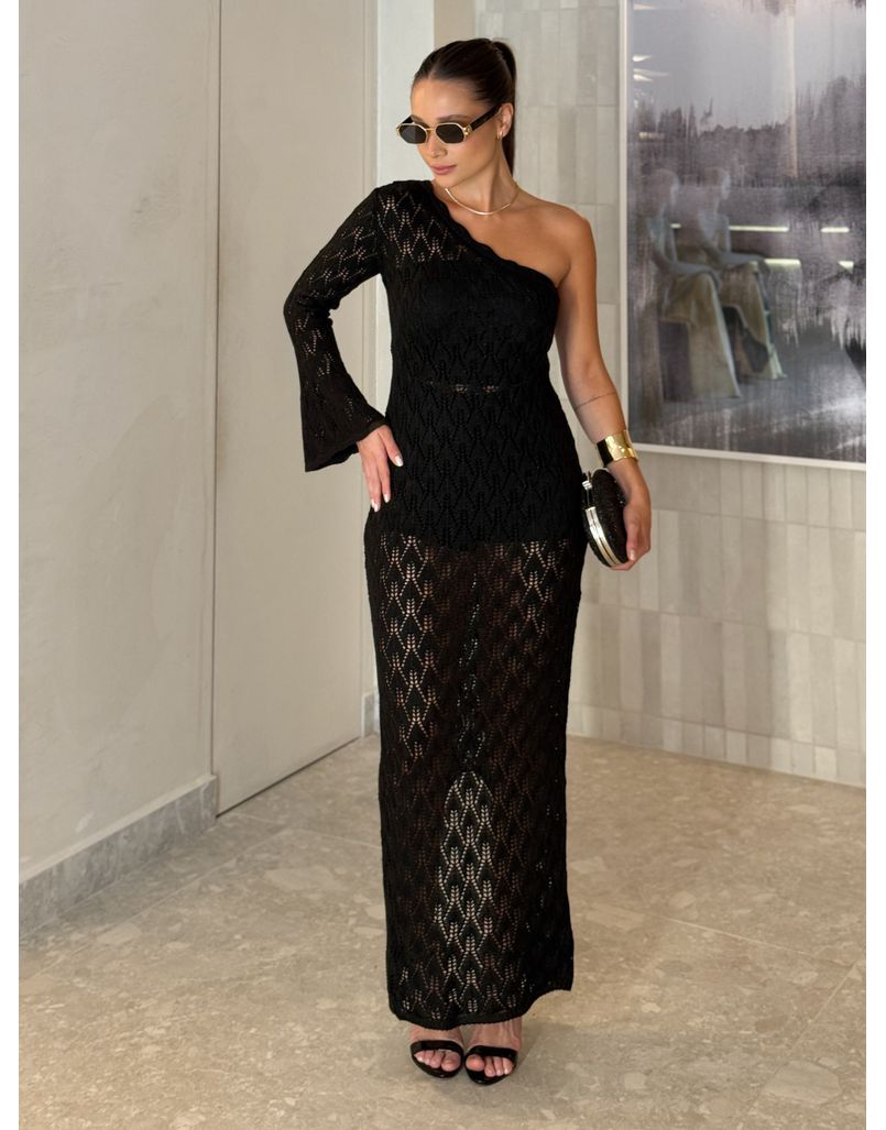 Vestido Crochê Lucia Preto